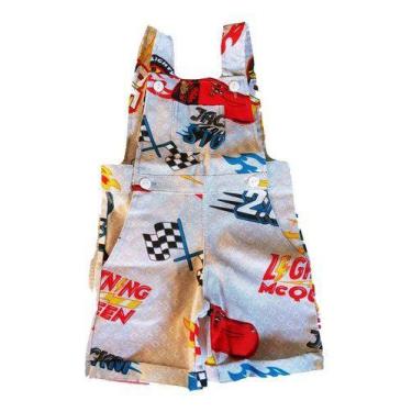 Imagem de Roupas De Bebê Jardineira Brim Jeans Carro Mcqueen Infantil - anjo da 