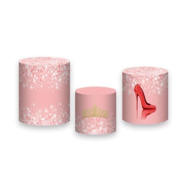 Imagem de Trio de Capas de Cilindro - Princesa 15 Anos Efeito Glitter Vermelho 0