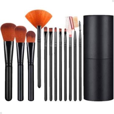 Imagem de Kit Pincéis Maquiagem Profissional 12 Peças + Necessaire Pvc - Lorben