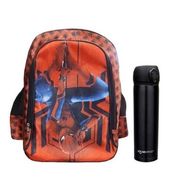 Imagem de Kit Mochila Escolar Infantil Spider Man e Garrafa de Água 97826 400ml 