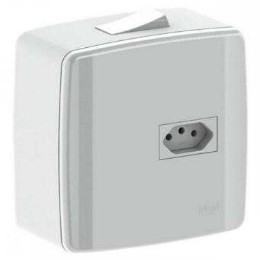 Imagem de Caixa 4X4 Sobrepor Ilumi Com 1 Interruptor 25A.+Tomada 2P+T. 20A. 6206