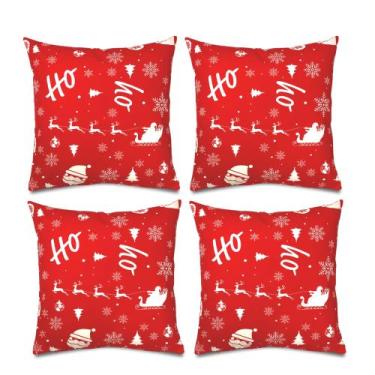 Imagem de Kit Jogo Capas de Almofadas 45 x45 Decorativas de Natal Natalina 4 Peç