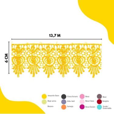 Imagem de Renda De Guipír Chl-436 - Peça Com 13,7 Metros- Amarelo Ouro - Nº:110 