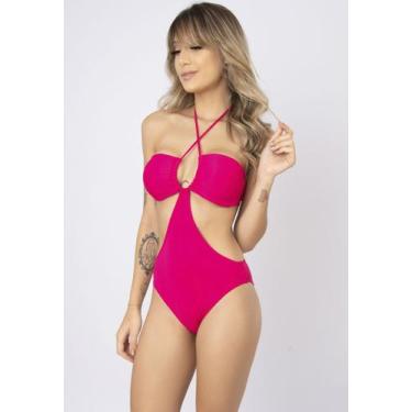 Imagem de Kit 5 Maiôs Recorte Lateral em Lycra Com Bojo Liso Praia - WLS Modas, 