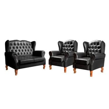 Imagem de Conjunto Imperador Chesterfield Sofá + Poltronas Decoração Vintage - B