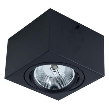 Imagem de Plafon Spot Alumínio Sobrepor Quadrado Preto p/ LED AR111 ST2899 - Ita