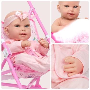 Imagem de Bebe Reborn de Silicone Princesa Pode Dar Banho + Carrinho - Cegonha R