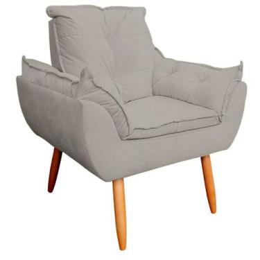 Imagem de Poltrona Decorativa Opala Sala de Estar Tecido Suede Cinza Claro Kimi 