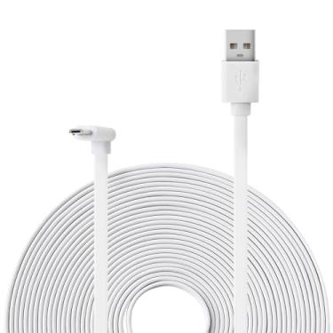 Imagem de Xwartre Cabo de extensão de energia de 3 m compatível com câmera de segurança Wyze Cam Pan v3 Otudoor, cabo micro USB, adaptador de carregador de 90 graus, longo e plano à prova d'água, cabo de