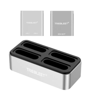 Imagem de TREBLEET Estação de fluxo de trabalho com leitor de cartão USB-C SD 4.0 e hub USB C para USB A e USB C, leitor de cartão profissional HUB edição DIY, estação de ancoragem modular de 4 compartimentos,