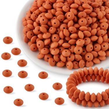 Imagem de Kovict 300 peças de contas de lentilha de silicone de 12 mm, contas espaçadoras de silicone para colar, pulseira, porta-chaves, canetas artesanais (marrom ferrugem)