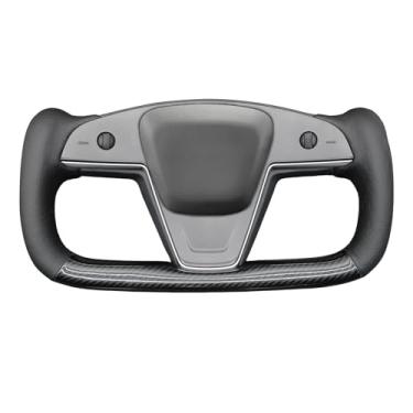Imagem de MEWANT Capa de volante de carro Tesla Yoke costurada à mão para Tesla Yoke Model S 2021-2023 / Model X 2021-2023 Acessórios de volante para Tesla Yoke