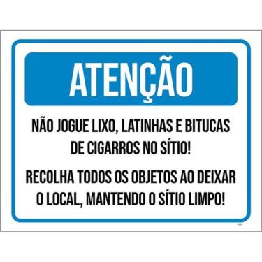Imagem de Kit 3 Placas Atenção Não Jogue Lixo Mantenha Sítio Limpo