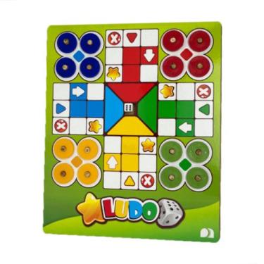 Imagem de Brinquedo Educativo Jogo Ludo Tabuleiro Em Madeira Divertido - Maninho