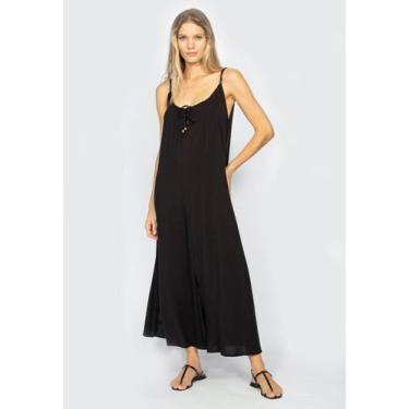 Imagem de Vestido Longo Caçuá Viscose Amazonia Vital Alça Fina Preto