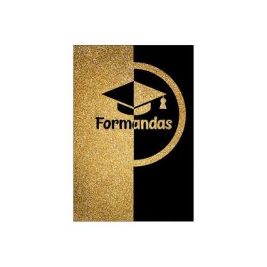 Imagem de Painel De Festa Vertical 1,50 x 2,20 - Preto e Dourado Formandas 028 -