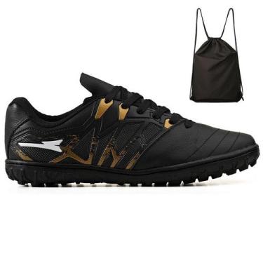 Imagem de Kit Chuteira Futebol Society Bico em Couro Campo Grama Sintetica + Moc