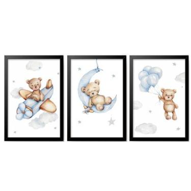 Imagem de Quadro Decorativo Infantil Ursinho Urso Aquarela Aviador - Creative Ca