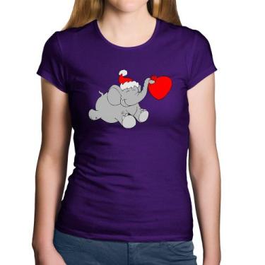 Imagem de Baby Look Algodão Elefante Noel - Foca na Moda, Roxo, M