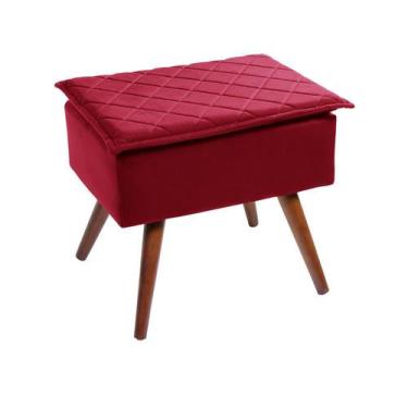 Imagem de Banqueta Puf P/ Penteadeira Sala Quarto Decorativo Vermelho - OUTLET S