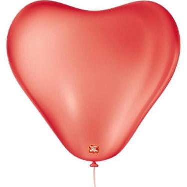 Imagem de Balão Coração 11POL Vermelho Quente PCT com 20 - Sao Roque