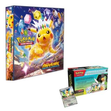 Imagem de Kit Fichário Álbum Pasta Pokémon Escarlate Violeta Fagulhas Impetuosas