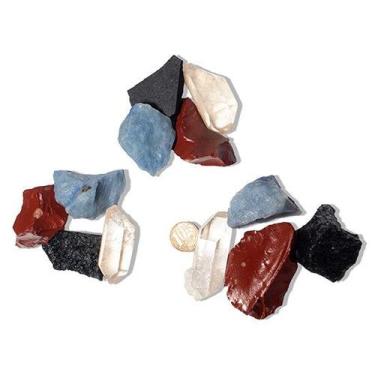 Imagem de 05 Kit Pedra Bruta Natural 4 Elementos Terra Fogo Ar e Água - Cristais