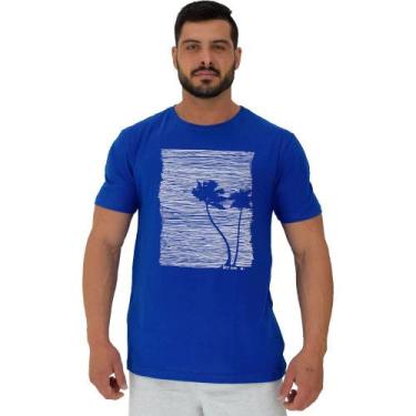 Imagem de Camiseta Tradicional Manga Curta MXD Conceito Palmeiras Tree, GG, Azul