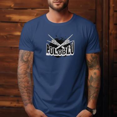 Imagem de Camiseta Masculina Casual Estampada Moderna Polo Blu em Algodão do P a