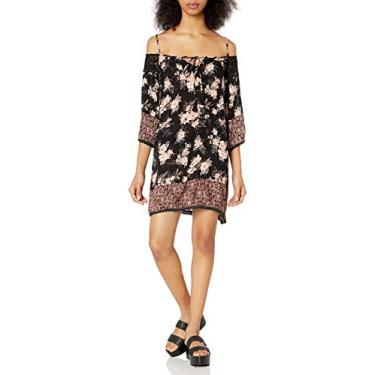 Imagem de Angie Vestido feminino de ombro vazado com detalhes de crochê, Preto, M