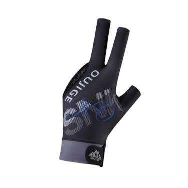 Imagem de Dynwave Luva de bilhar de 3 dedos Luva de taco de sinuca para mulheres Homens Luva de taco de sinuca Resistente ao desgaste Respirável Ajustável Luva elástica, Preto Cinza