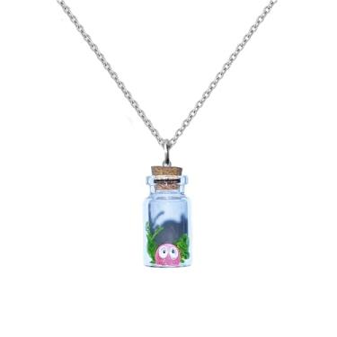 Imagem de TACBSP Colar de fantasma para mulheres e homens, colar de fantasma em uma garrafa, colar Adote um Fantasma, Halloween, minúsculo que brilha no escuro e assustador, joias divertidas de Halloween para