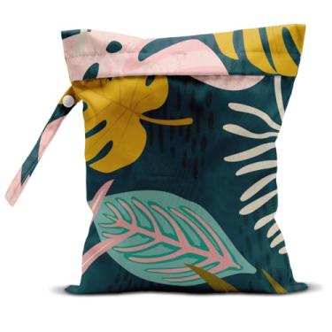 Imagem de zcyxuuw Adulto Unissex Saco Molhado, Saco Seco Molhado, Saco Molhado para Maiô, Viagem, Praia, Piscina, Fraldas, Roupas Sujas de Yoga, Saco de Maquiagem, Decoração de Folhas de Palmeira Tropical À Prova D'Água Favores de Folhas de Palmeira Da Selva