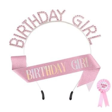 Imagem de Conjunto de coroas de aniversário para mulheres, faixa de aniversário de ouro rosa e tiara de aniversário para mulheres, tiara de aniversário de princesa com strass, presentes de aniversário para