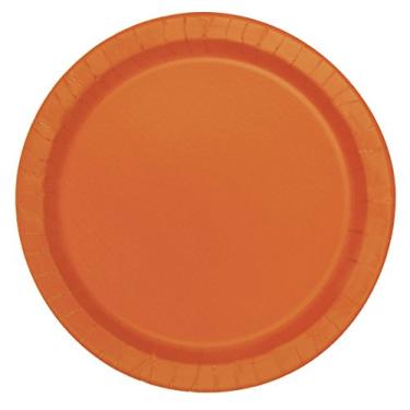 Imagem de Pratos de sobremesa redondos sólidos laranja abóbora (17 cm) 20 unidades - pratos de papel vibrantes para festas e eventos, perfeitos para aperitivos, lanches e sobremesas