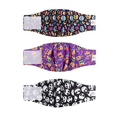 Imagem de CuteBone Fraldas para Cães Masculinos de Halloween, Faixas de Barriga, 3 Pacotes para Cães Masculinos, Calças Laváveis para Cachorros Dm23S
