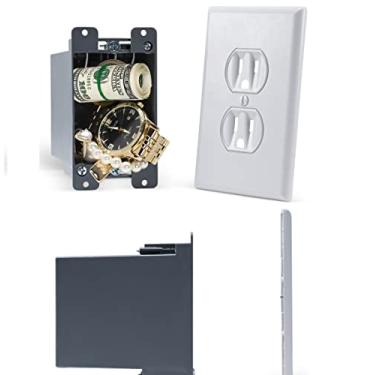 Imagem de Segurança Tomada Elétrica Cofre de Parede Escondido (Instalação Simples, Fixa-se Magneticamente para Fácil Uso) Escondendo Objetos de Valor | Ocultar à vista Chave Dinheiro Joias Porta-Dinheiro Cofre