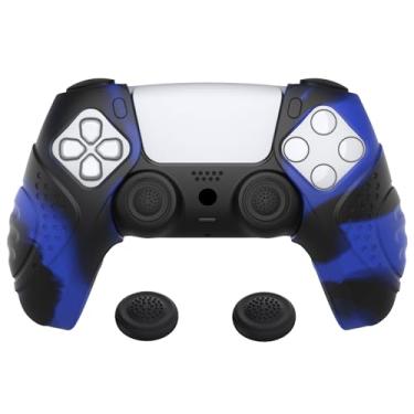 Imagem de PlayVital Guardian Edition Capa ergonômica de silicone para controle macio para ps5 compatível com estação de carregamento, capas protetoras de borracha com tampas de polegar para controle ps5 - azul