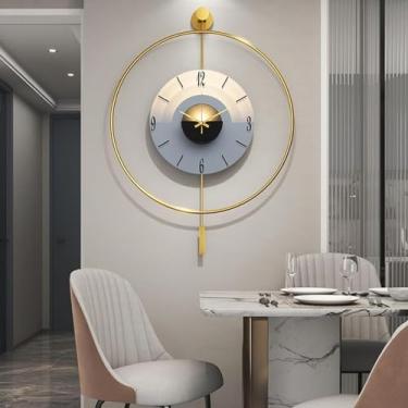 Imagem de Relógio de parede grande para decoração de sala de estar, relógios de parede modernos decorativos operados por bateria, relógio grande silencioso sem tique-taque com pêndulo para quarto, cozinha,