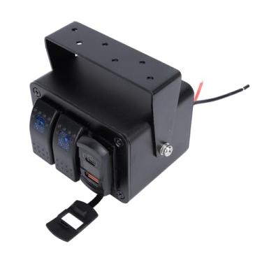 Imagem de Caixa de Comutação de 2 Gangues Com Carregador USB PD Tipo C e QC3.0, Medidor de Tensão à Prova d'água para Veículos 12V-24V DC - Ideal para Carros, Caminhões, Trailers, Barcos