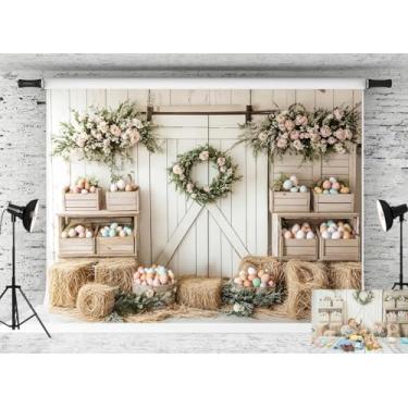 Imagem de Kate Pano de fundo floral colorido para celeiro de ovos de páscoa, palheiro, foto de palheiro, adereços de estúdio, 3 x 2,4 m