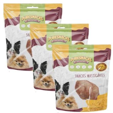 Imagem de Kit 3 Petisco Cachorro Orelha Suina Snacks Puresnacks