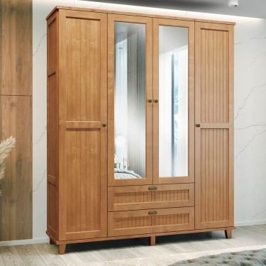 Imagem de Guarda-Roupa 4 Portas 2 Gavetas Bogotá Freijó Madeira Pinus - Cavazotto