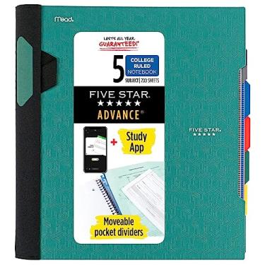 Imagem de Five Star Caderno espiral avançado, 5 assuntos, papel pautado universitário, 200 folhas, 28 x 21 cm, verde (73148)