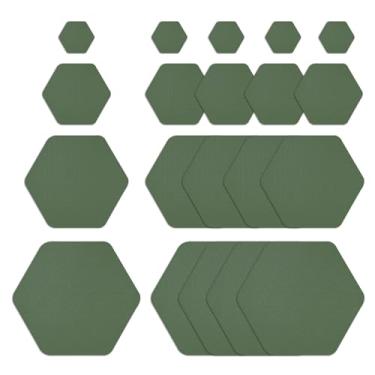 Imagem de 20 peças de remendos de reparo de jaquetas, verde militar, impermeável, autoadesivo, pré-cortado, nylon, kit de remendos para jaquetas, roupas, tendas, sacos de dormir, hexágono