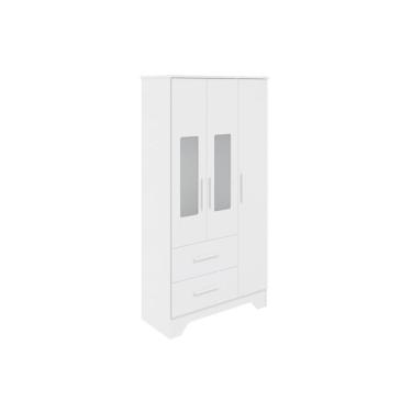 Imagem de Guarda Roupa 3 Portas Popy Retrô C- (2 C- Petg) E 2 Gavetas Branco - Peroba