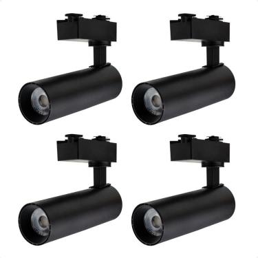 Imagem de Kit 4 Spot Longo Led Mr16 Para Trilho Eletrificado Preto 3000k Quente