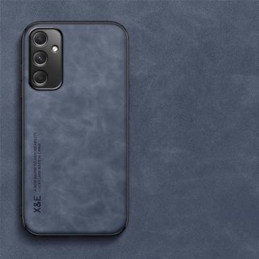 Imagem de HPQWN Capa de couro magnética para Samsung Galaxy S24 S23 Ultra FE S22 Plus A35 A53 A54 A55 capa macia com placa de metal embutida, azul claro, para Samsung A34 5G