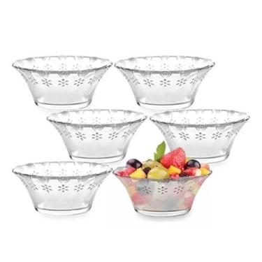 Imagem de Jogo de Sobremesa 6 Taças Mini Bowl Vidro Transparente Cotton 100ml Em