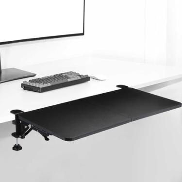 Imagem de Yaocom Extensor de mesa dobrável, bandeja de teclado de 61 x 30 cm, extensor de teclado para mesa de mesa, suporte de braço, bandeja de gaveta de teclado dobrável para dormitório, escritório, bar de